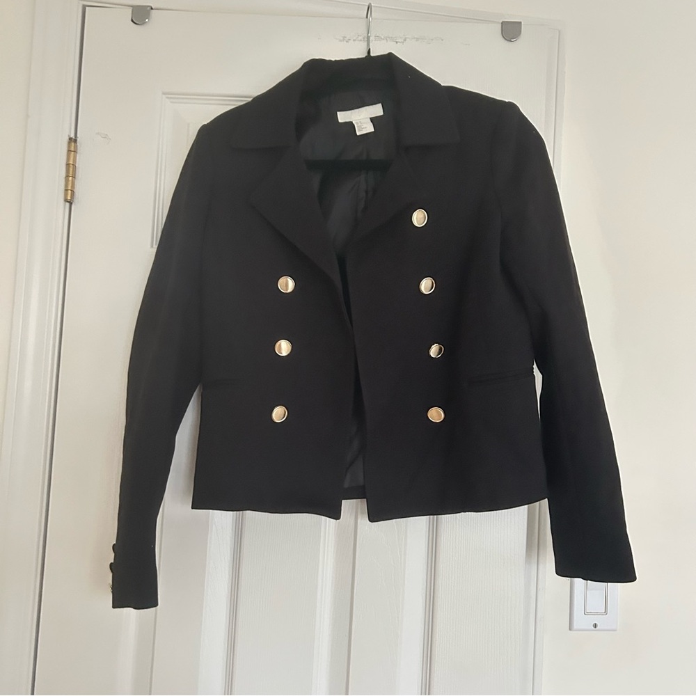 H&M Black Double-Breasted Women's Jacket